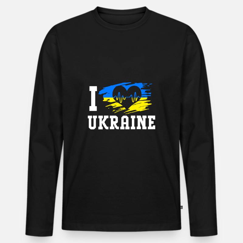 Ukraine - Männer Premium Bio Langarmshirt - Schwarz