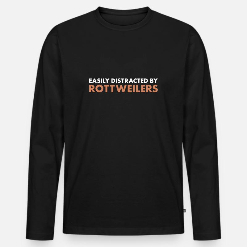 Easily Distracted By Rottweiler - Männer Premium Bio Langarmshirt - Schwarz