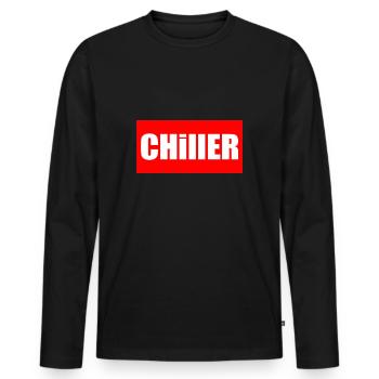 chiller - Männer Premium Bio Langarmshirt - Schwarz - Vorne - Nico (187cm)