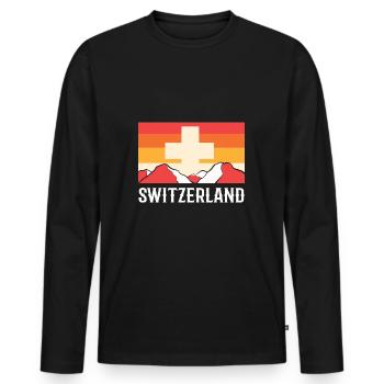 Switzerland - Men's Premium Organic Long Sleeve Shirt - black - Front - Nico (187cm)