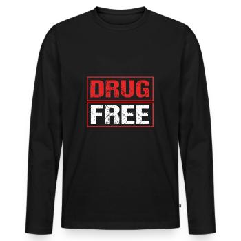 Drug-free addiction addicted - Men's Premium Organic Long Sleeve Shirt - black - Front - Nico (187cm)