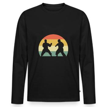 Karate Self-Defense - Men's Premium Organic Long Sleeve Shirt - black - Front - Nico (187cm)