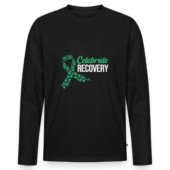 Drug-free addiction addicted - Men's Premium Organic Long Sleeve Shirt - black - Front - Nico (187cm)