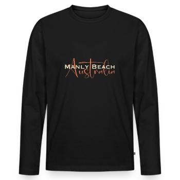 Manly Beach Australia vintage style - Männer Premium Bio Langarmshirt - Schwarz - Vorne - Nico (187cm)