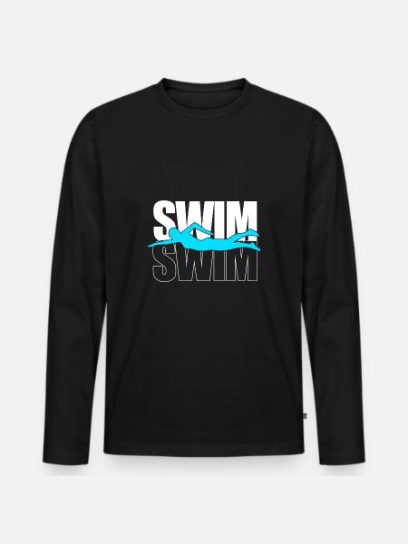 Schwimmen Schwimmer Schwimmbad Schwimmlehrer - Männer Premium Bio Langarmshirt - Schwarz