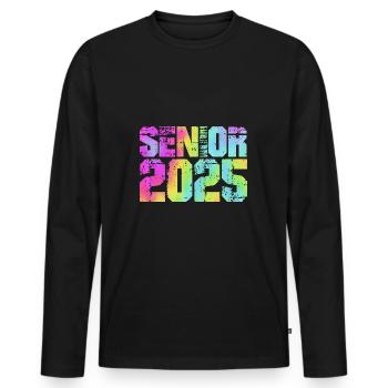 Classe de 2025 - T-shirt manches longues Premium bio Homme - noir - Devant - Nico (187cm)