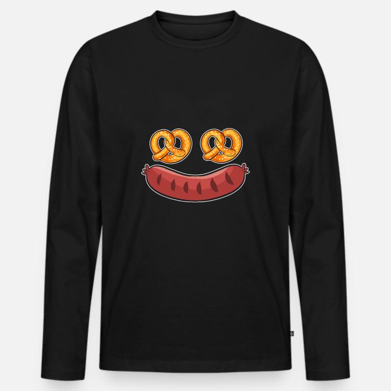 Brezel - Männer Premium Bio Langarmshirt - Schwarz