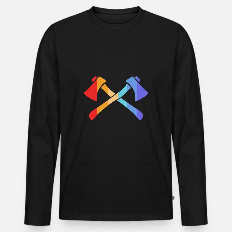 Axt - Männer Premium Bio Langarmshirt - Schwarz