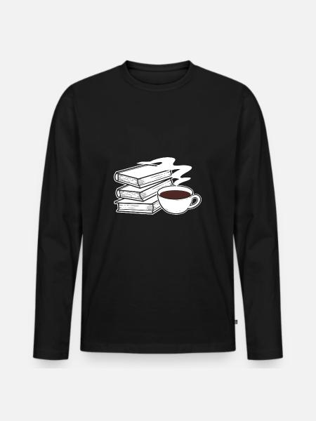 Author Coffee Book - Men's Premium Organic Long Sleeve Shirt - black