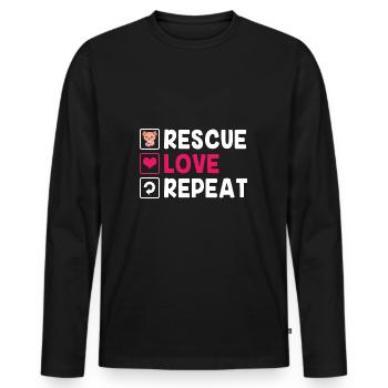 Katzenrettung Tierrechte Tierrettung Tierheim - Männer Premium Bio Langarmshirt - Schwarz - Vorne - Nico (187cm)