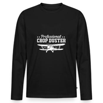 Crop Duster Airplane Pilot - Men's Premium Organic Long Sleeve Shirt - black - Front - Nico (187cm)