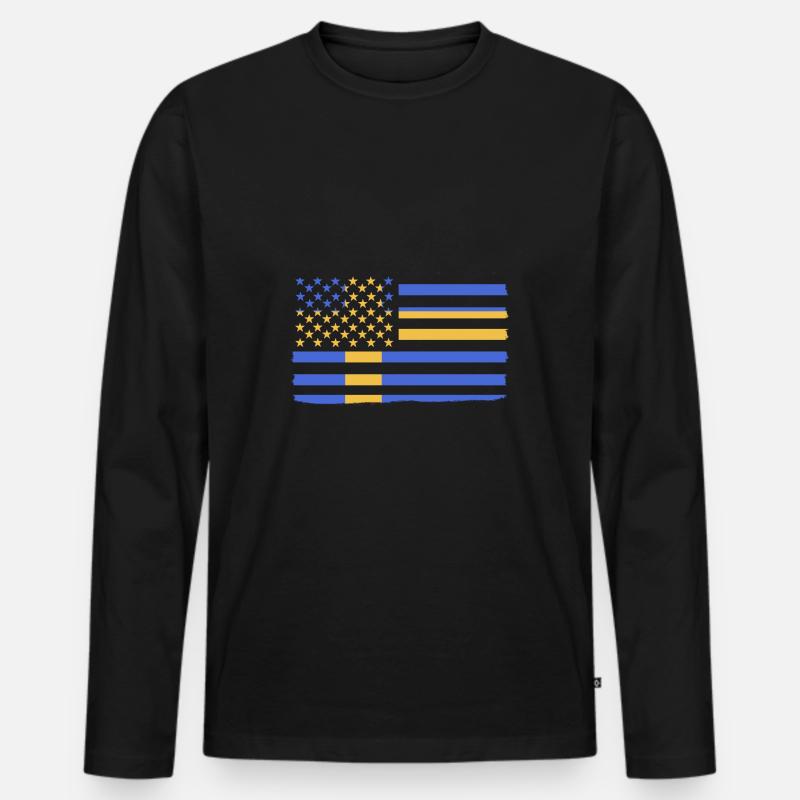 Schweden Schwedisch - Männer Premium Bio Langarmshirt - Schwarz