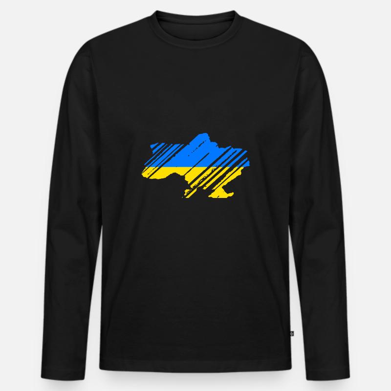 Ukraine - Männer Premium Bio Langarmshirt - Schwarz