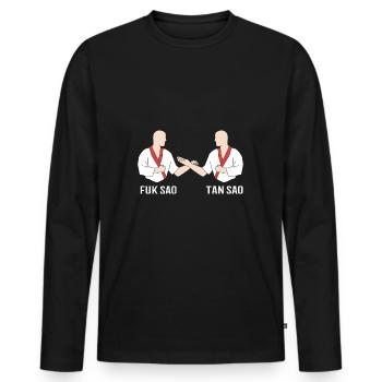 Wing Chun - T-shirt manches longues Premium bio Homme - noir - Devant - Nico (187cm)