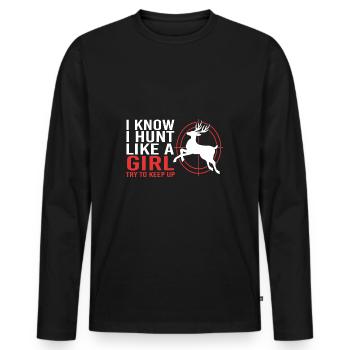 Chasse au chasseur - T-shirt manches longues Premium bio Homme - noir - Devant - Nico (187cm)