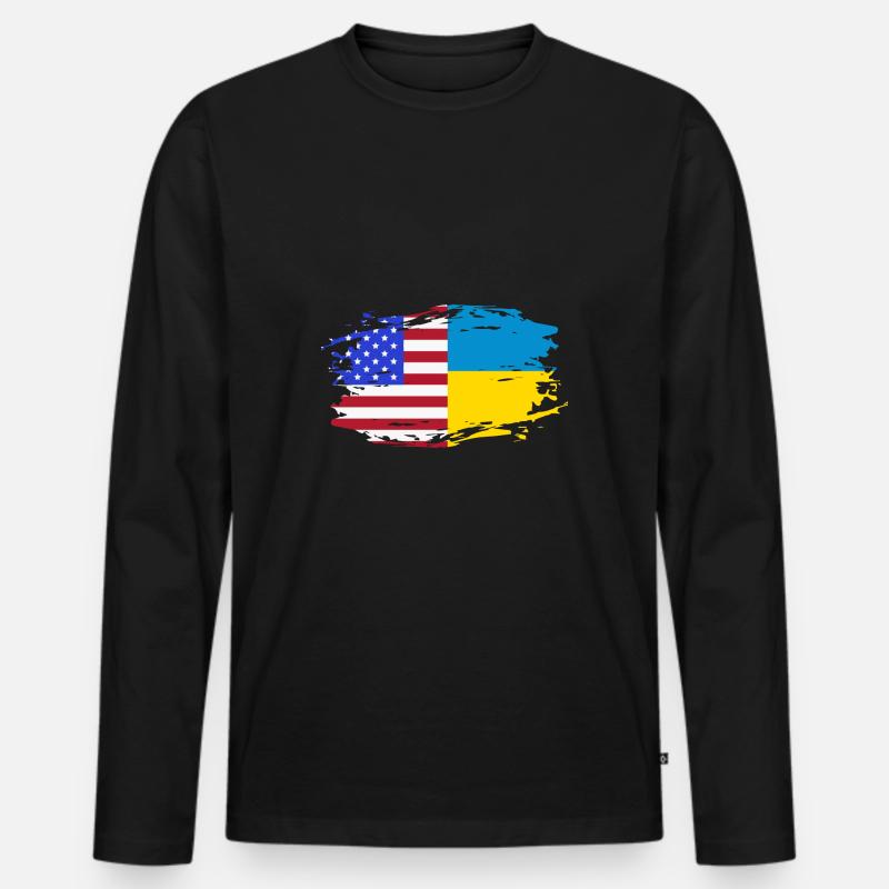 Ukraine - Männer Premium Bio Langarmshirt - Schwarz