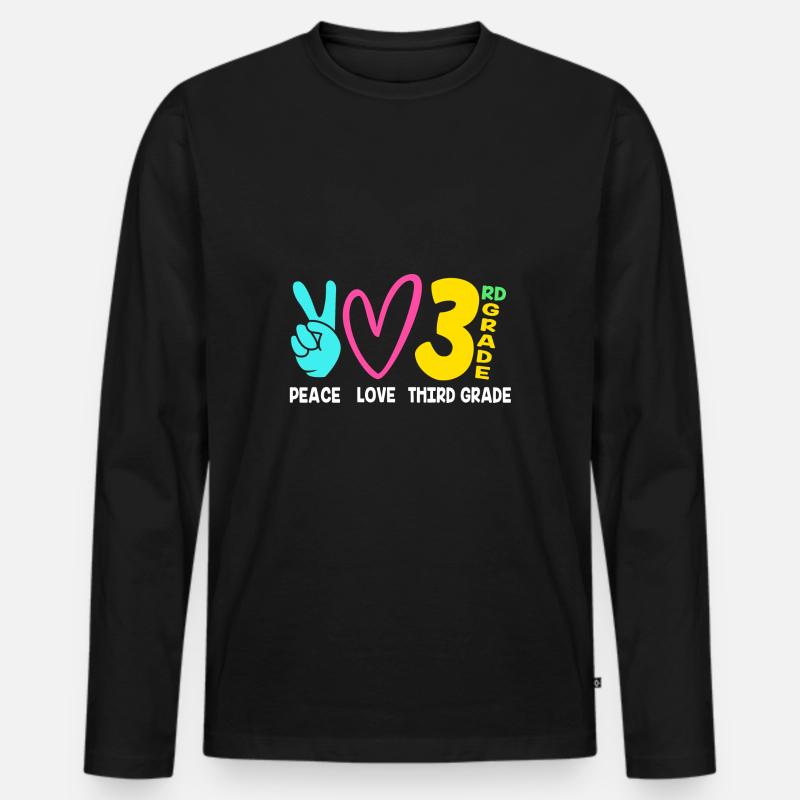 3. Klasse - Männer Premium Bio Langarmshirt - Schwarz