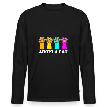 Katzenrettung Tierrechte Tierrettung Tierheim - Männer Premium Bio Langarmshirt - Schwarz - Vorne - Nico (187cm)
