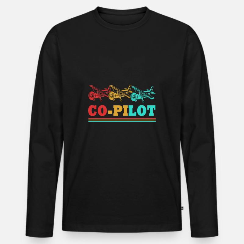 Pilot Flugzeug - Männer Premium Bio Langarmshirt - Schwarz