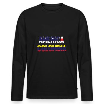 Colombie - T-shirt manches longues Premium bio Homme - noir - Devant - Nico (187cm)