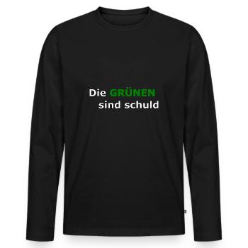 Die gruenen sind schuld - Politik-T-Shirt - Männer Premium Bio Langarmshirt - Schwarz - Vorne - Nico (187cm)