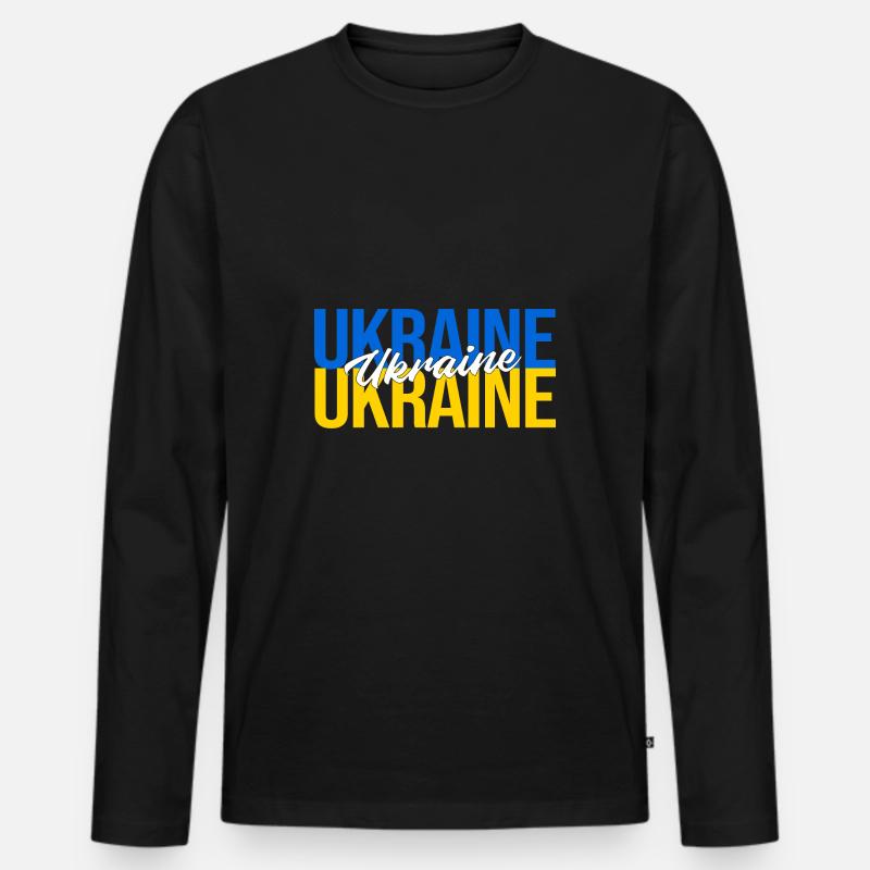 Ukraine - Männer Premium Bio Langarmshirt - Schwarz
