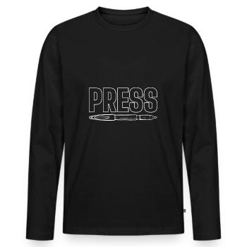 Autor - Männer Premium Bio Langarmshirt - Schwarz - Vorne - Nico (187cm)