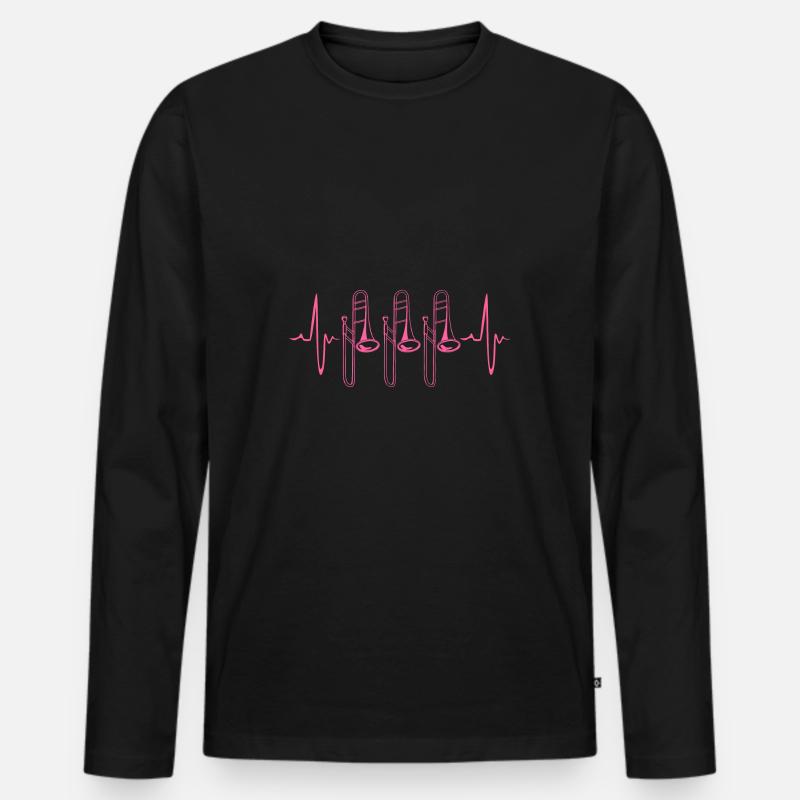Posaune - Männer Premium Bio Langarmshirt - Schwarz