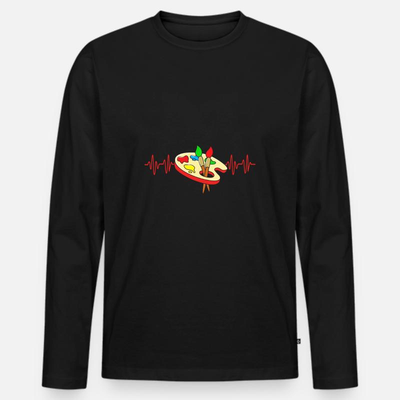 Maler Herzschlag - Männer Premium Bio Langarmshirt - Schwarz