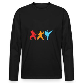 Jiu Jitsu Self Defense - Men's Premium Organic Long Sleeve Shirt - black - Front - Nico (187cm)