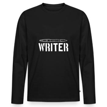 Autor - Männer Premium Bio Langarmshirt - Schwarz - Vorne - Nico (187cm)