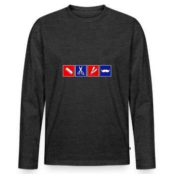 coiffeur - T-shirt manches longues Premium bio Homme - anthracite chiné - Devant - Nico (187cm)
