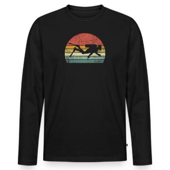 Plongée plongée plongée Silhouette pas de texte - T-shirt manches longues Premium bio Homme - noir - Devant - Nico (187cm)