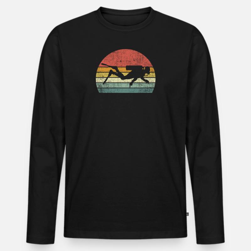 Plongée plongée plongée Silhouette pas de texte - T-shirt manches longues Premium bio Homme - noir