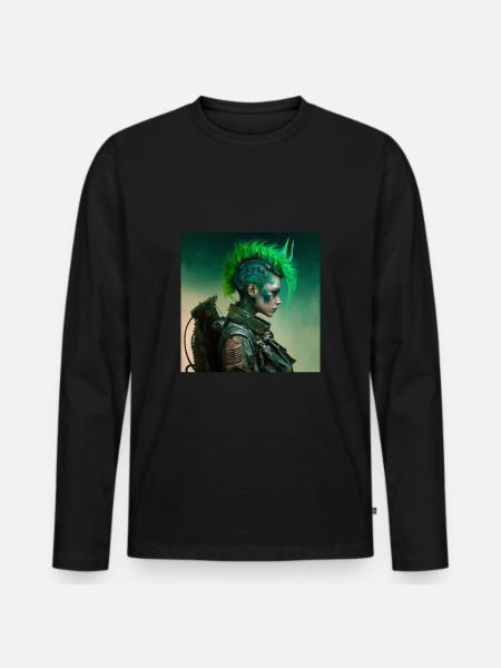 Mädchen aus der Zukunft - Männer Premium Bio Langarmshirt - Schwarz