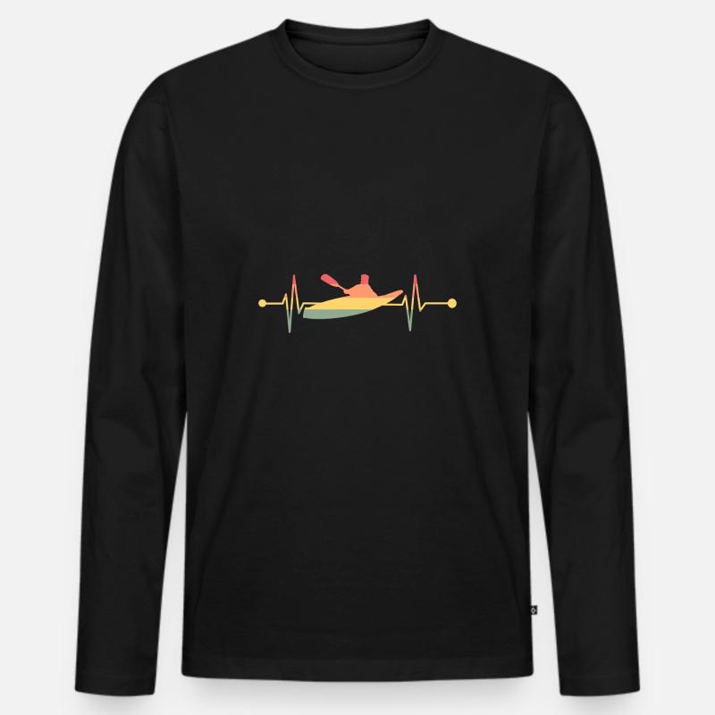 Kajak Kajakfahren Herzschlag - Männer Premium Bio Langarmshirt - Schwarz