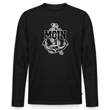 Moin Digga Hamburg Anker Hamburg - Männer Premium Bio Langarmshirt - Schwarz - Vorne - Nico (187cm)