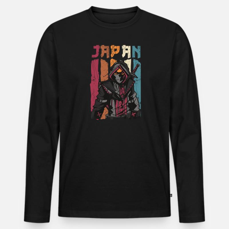 Japan Samurai Ninja Krieger - Männer Premium Bio Langarmshirt - Schwarz