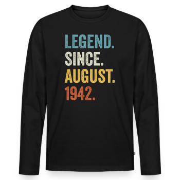 80 Years Old Legend Since August 1942 80th - Men's Premium Organic Long Sleeve Shirt - black - Front - Nico (187cm)