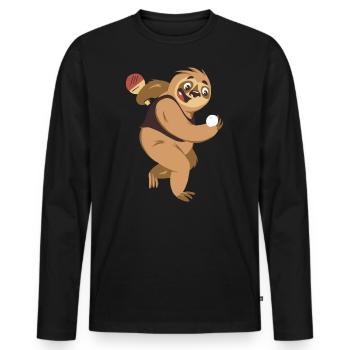 Tischtennis Outfit Damen Katze - Männer Premium Bio Langarmshirt - Schwarz - Vorne - Nico (187cm)