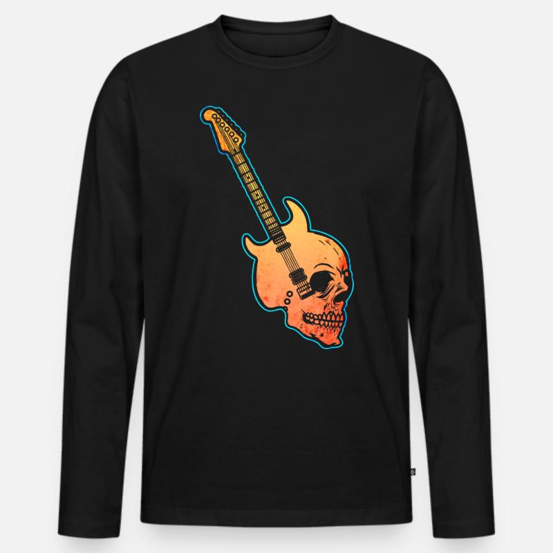 Rock and Roll Gitarre - Männer Premium Bio Langarmshirt - Schwarz