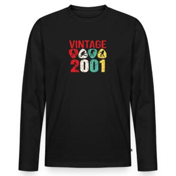 2001 Geburtstag Rock n Roll Vintage - Männer Premium Bio Langarmshirt - Schwarz - Vorne - Nico (187cm)