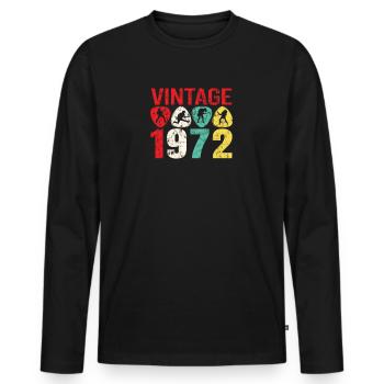 1972 Geburtstag Rock n Roll Vintage - Männer Premium Bio Langarmshirt - Schwarz - Vorne - Nico (187cm)