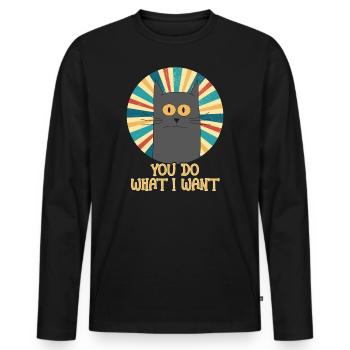 Tu fais ce que je veux, chat gris rétro vintage pour - T-shirt manches longues Premium bio Homme - noir - Devant - Nico (187cm)