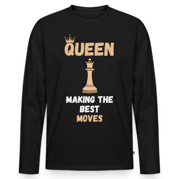 Schach Spruch Geschenk Schachmatt Queens Gambit - Männer Premium Bio Langarmshirt - Schwarz - Vorne - Nico (187cm)