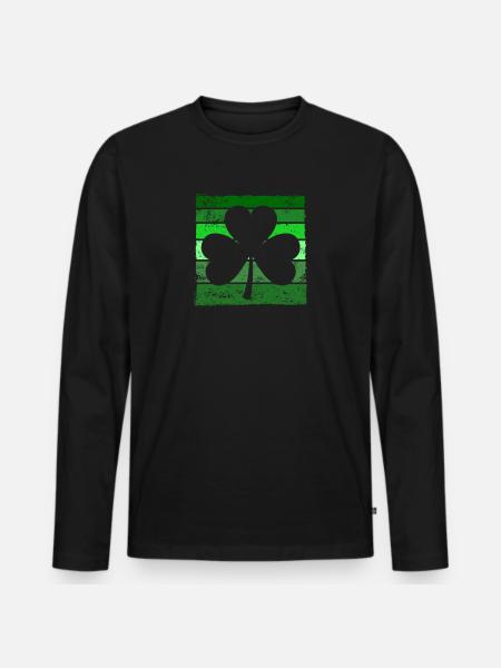 Shamrock de la Saint-Patrick vert - T-shirt manches longues Premium bio Homme - noir