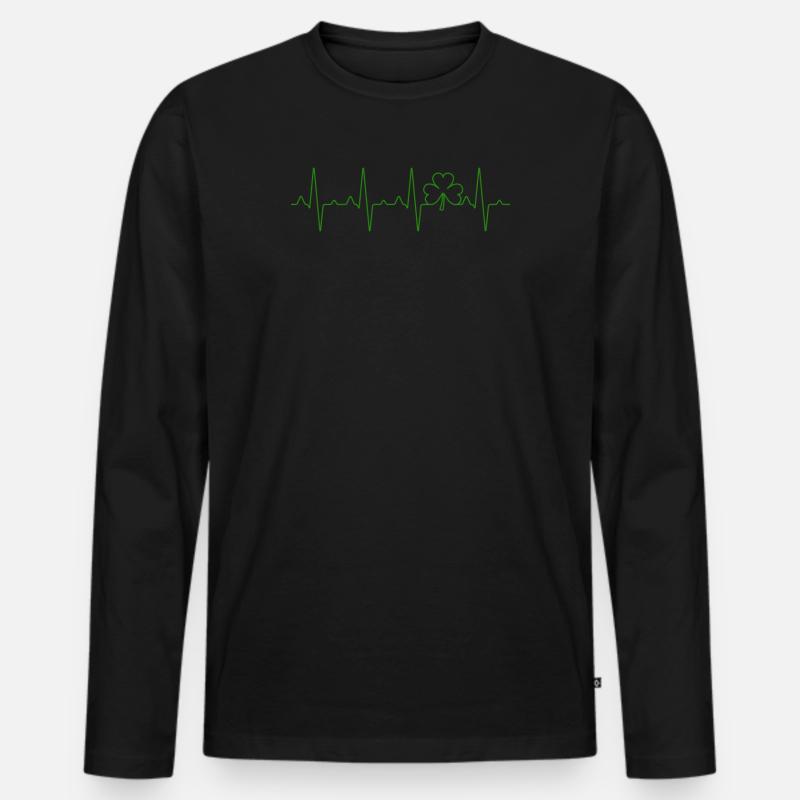 Kleeblatt St Patricks Day EKG - Männer Premium Bio Langarmshirt - Schwarz