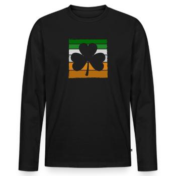 Shamrock St Patrick's Day Ireland - Men's Premium Organic Long Sleeve Shirt - black - Front - Nico (187cm)