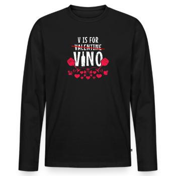 Valentine's Day Wine Drinker Vino - Men's Premium Organic Long Sleeve Shirt - black - Front - Nico (187cm)