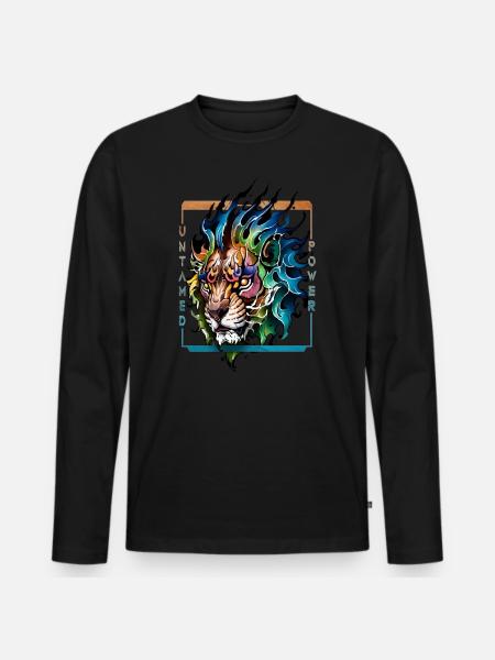 Untamed lion Power - Men's Premium Organic Long Sleeve Shirt - black